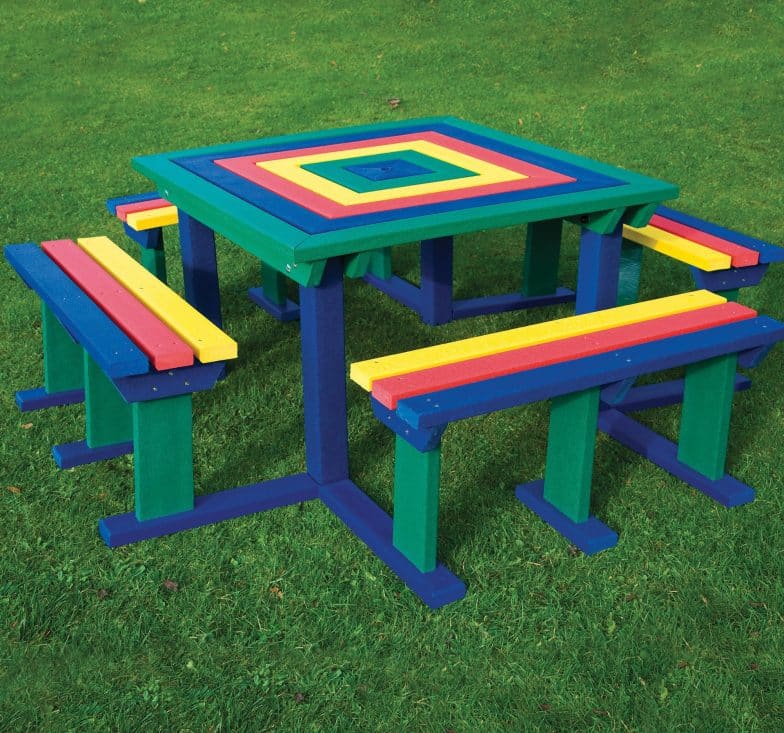 Rainbow octobrunch table and benches