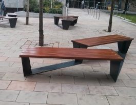 Steel and wood bench