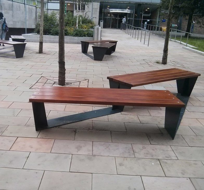 Steel and wood bench