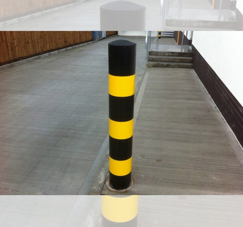 Black yellow bollards