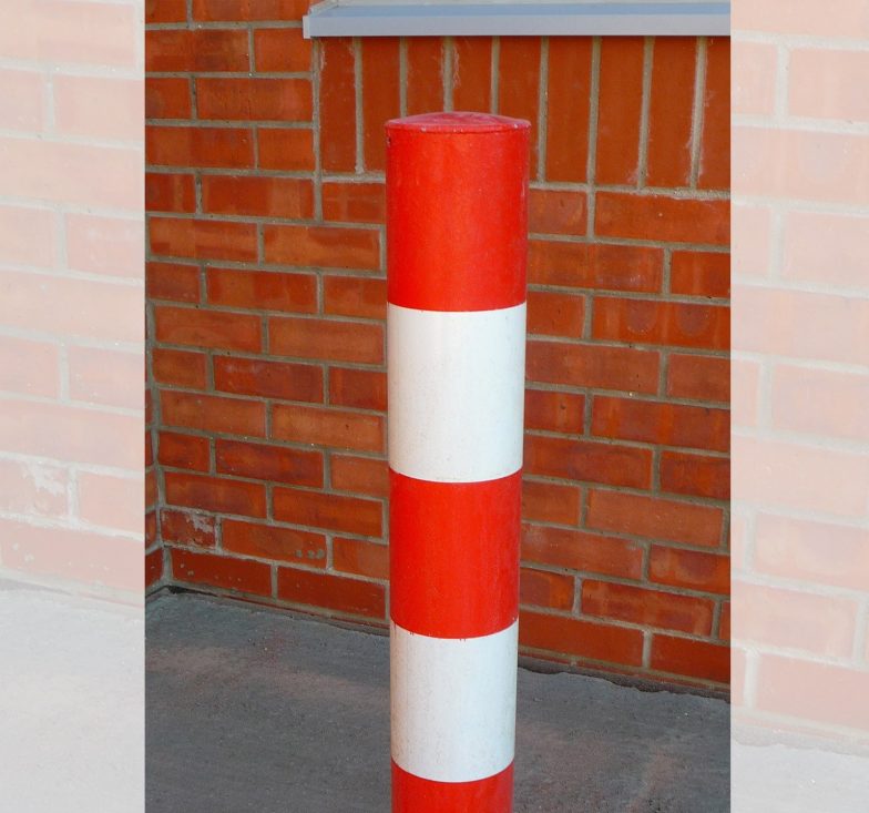 Red white bollards