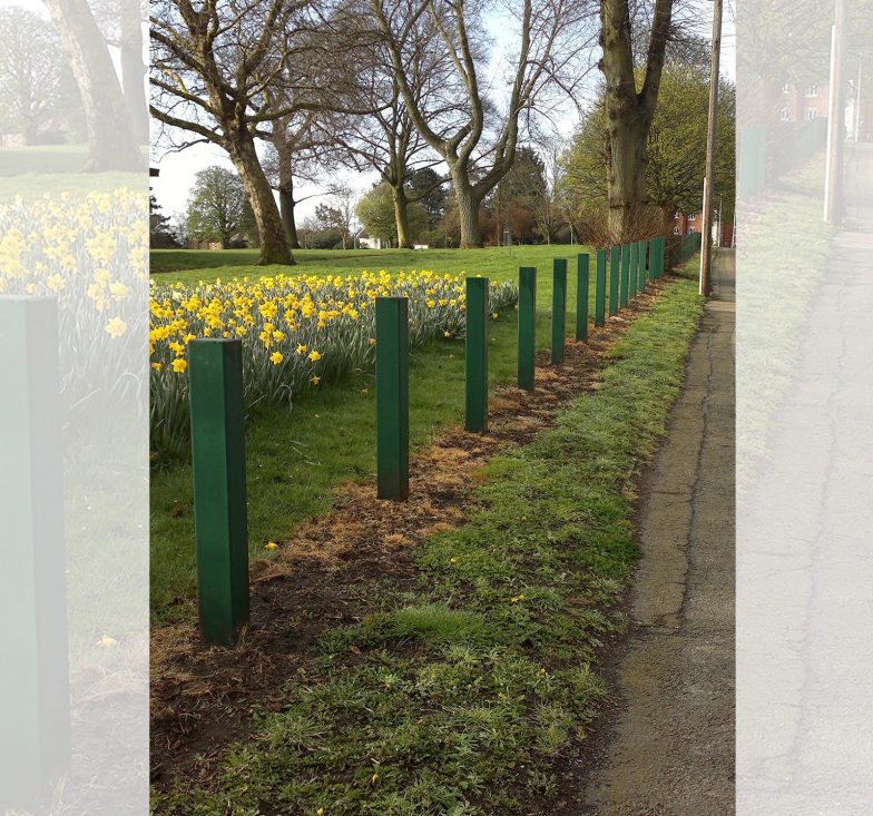 Green square bollards