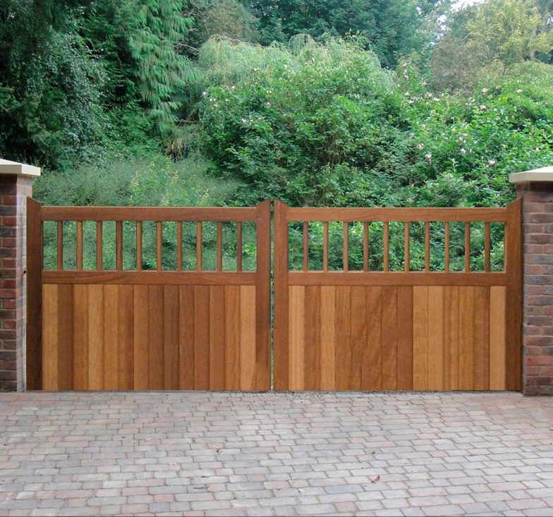 Iroko wooden gates