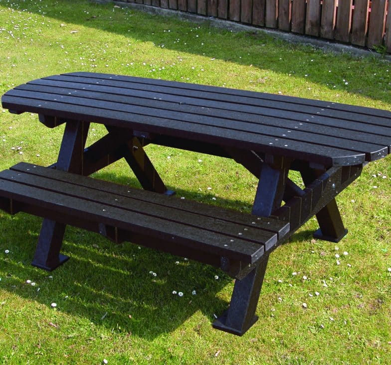 Black heavy duty picnic bench