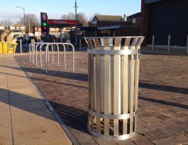 Stainless steel flared top bins