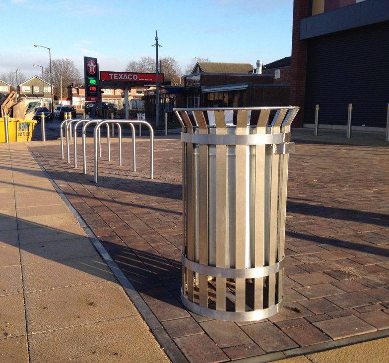 Stainless steel flared top bins