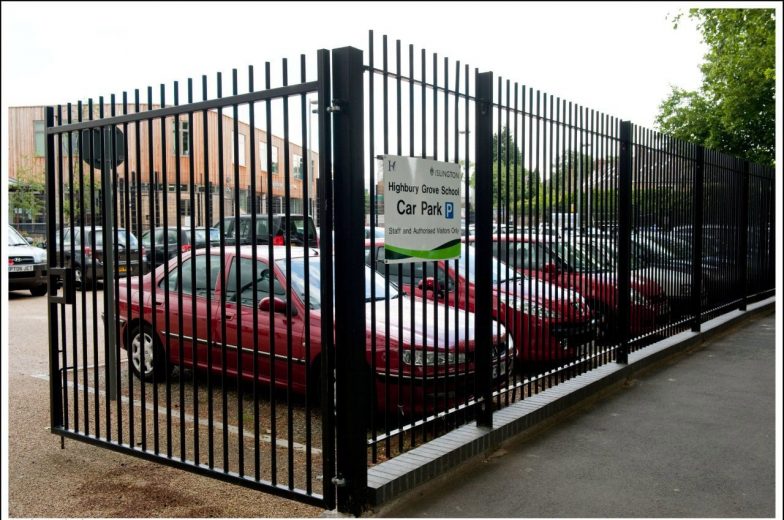 Blunt top railing gates for car park