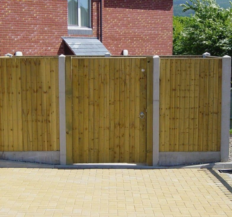 Close-board fence with concrete posts