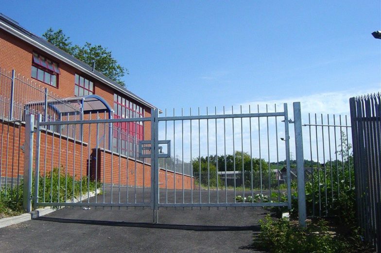 Galvanised vertical bar gates