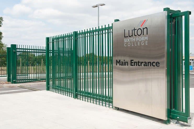 College gates with logo