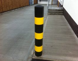 Black and yellow bollards