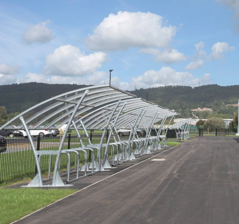 large bicycle shelter and toast racks