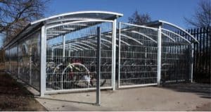 Enclosed bicycle shelter for schools