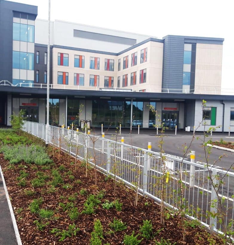 Tubular Railings installed in a hospital entrance oun